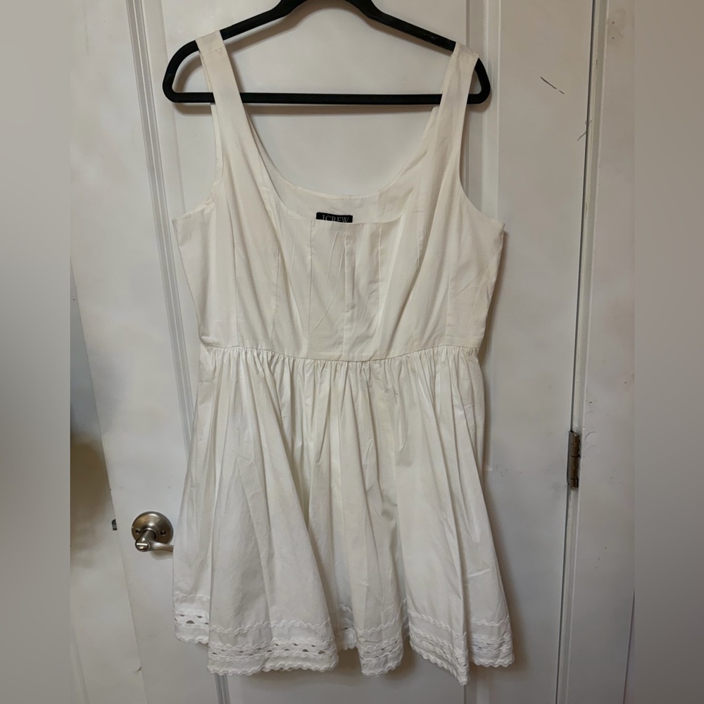 J. Crew Fit-and-flare white mini dress with rickrack trim Size 14 - Picture 2 of 4